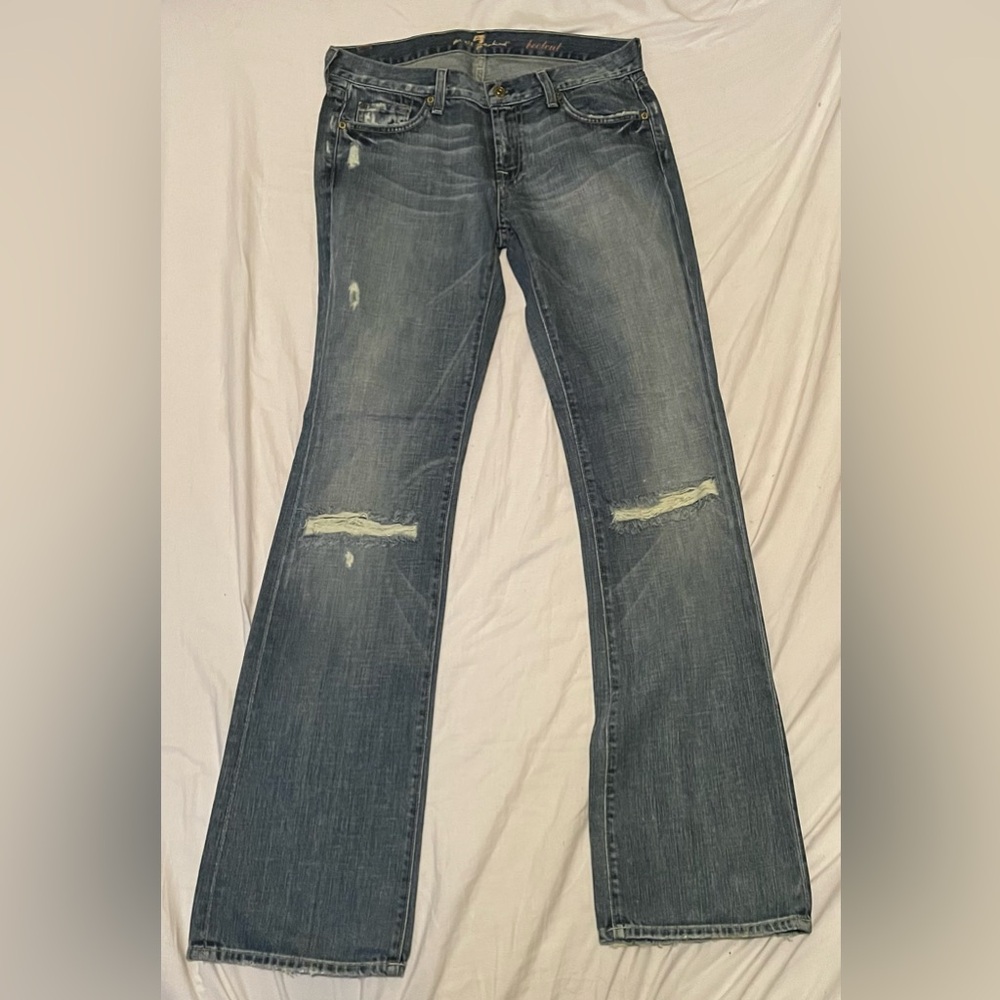 Seven Rhinestone Distressed Bootcut Flare Jeans Sz 29